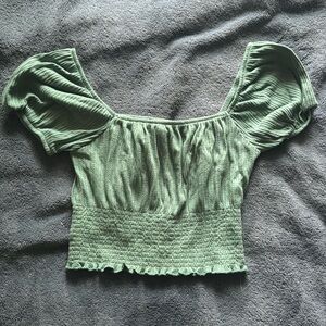 Light forest green stretchy ribbed crop top